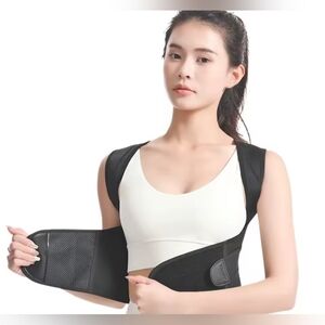 Black back brace posture corrector adjustable unisex Size LG (read desc)